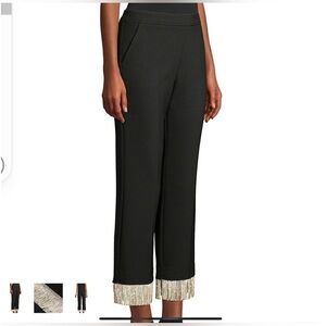 Trina Turk Black Pants with Rhinestone Fringe Hem - NWT